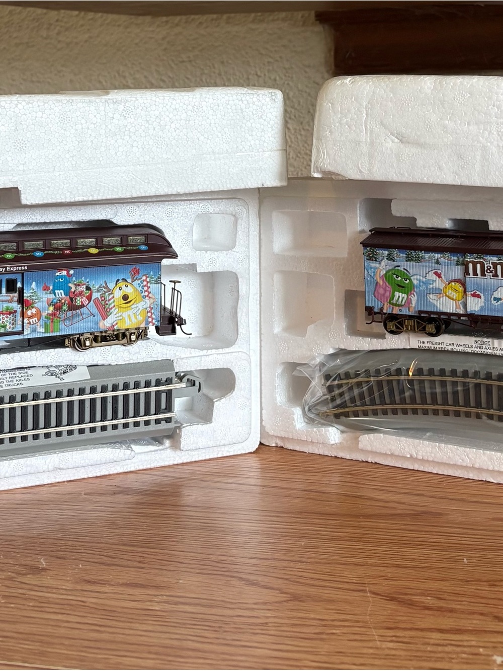 M&M's Themed  Train Cars - Colorful Blue and Brown Design